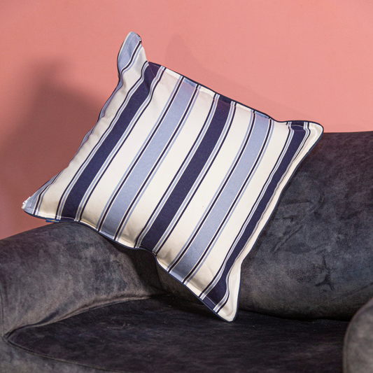 Funda Cojín Estampado Rayas Azul