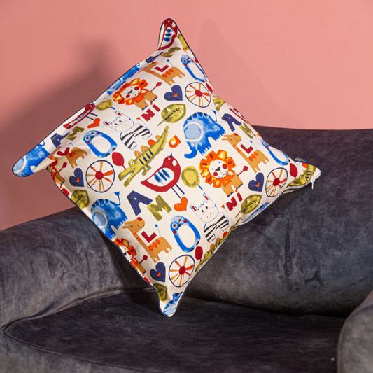 Funda Cojín Estampado Zoo Colorido