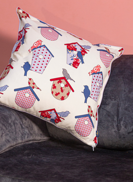 Funda Cojín Estampado Casa para Pájaros