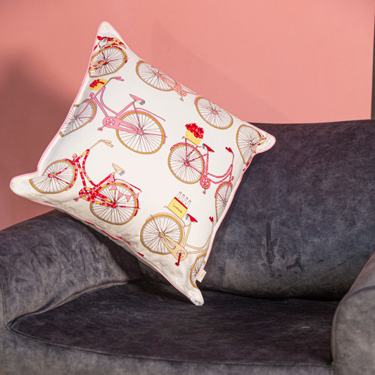 Funda Cojín Estampado Bicicletas