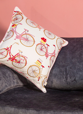 Funda Cojín Estampado Bicicletas