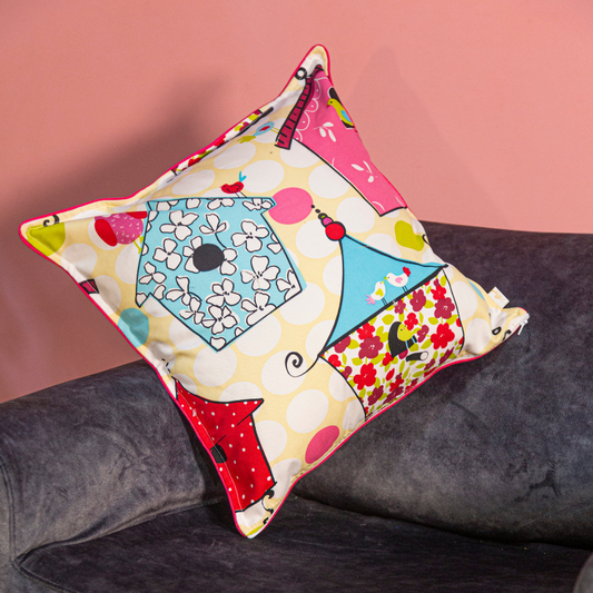 Funda Cojín Estampado Casa de Colores