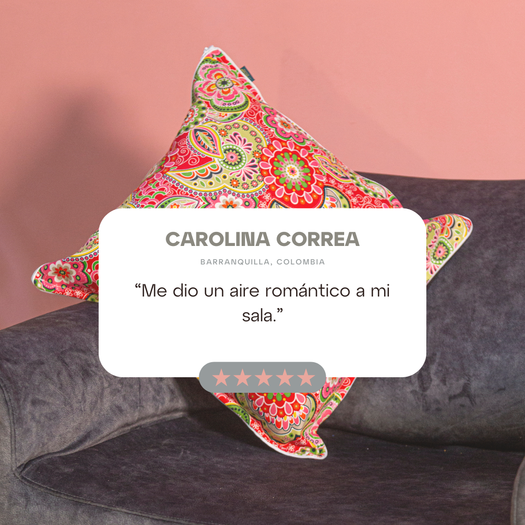 Funda Cojín Estampado Flores Rojas