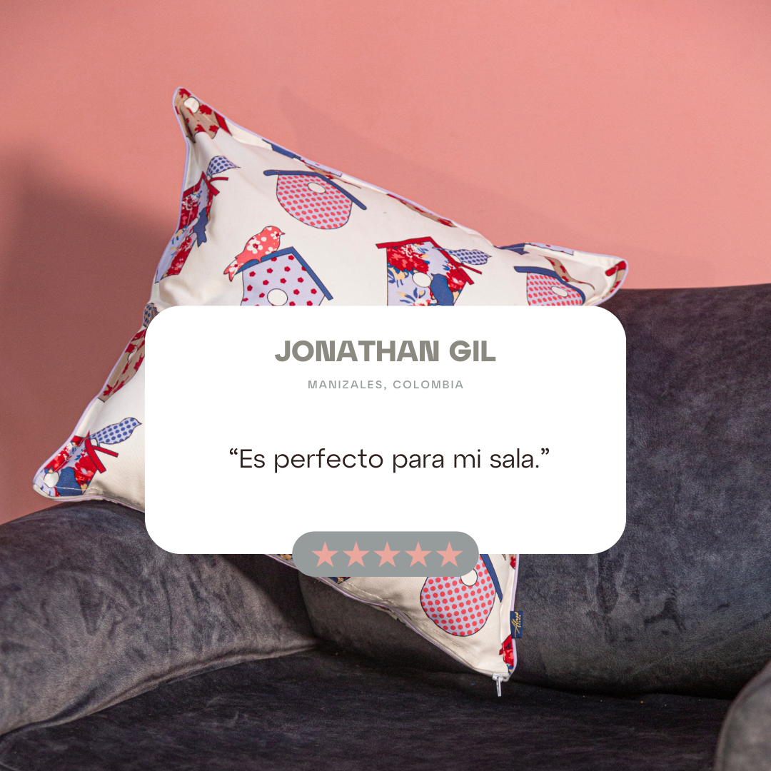 Funda Cojín Estampado Casa para Pájaros