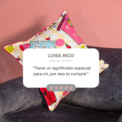 Funda Cojín Estampado Casa de Colores
