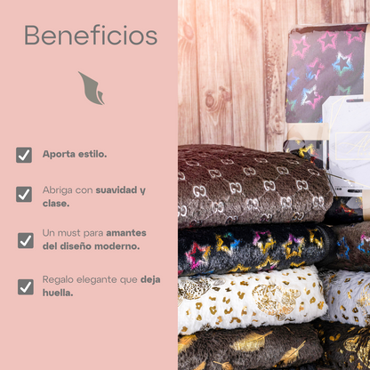 Cobija Glitter Pluma Negra